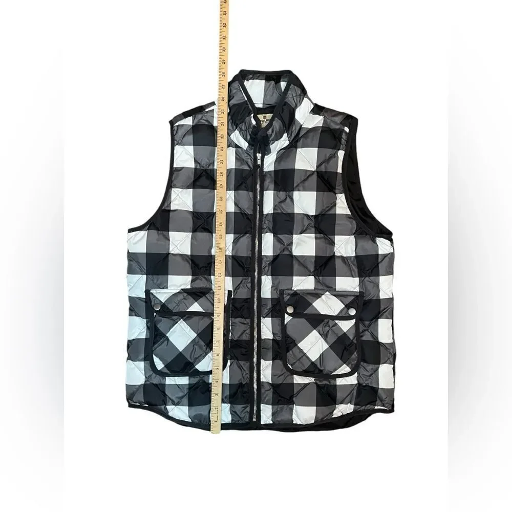 WOOLRICH QUILTED BLACK/WHITE PLAID‎ WINTER CASUAL PUFFER VEST WOMENS SIZE XL